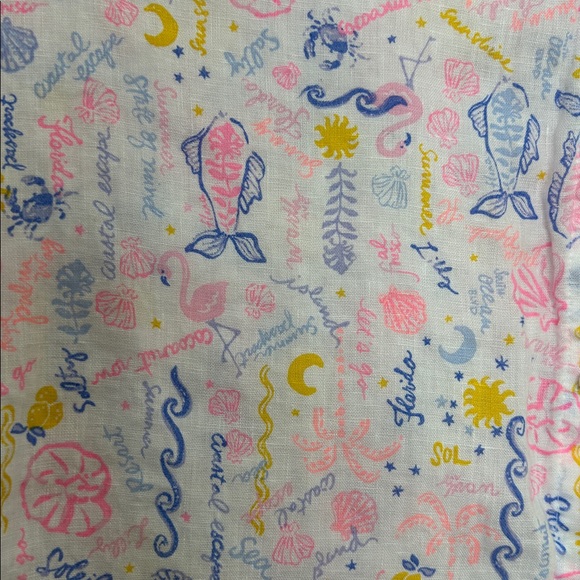 LILLY PULITZER Seacoast Linen Button Down Top Size Large - Picture 14 of 15